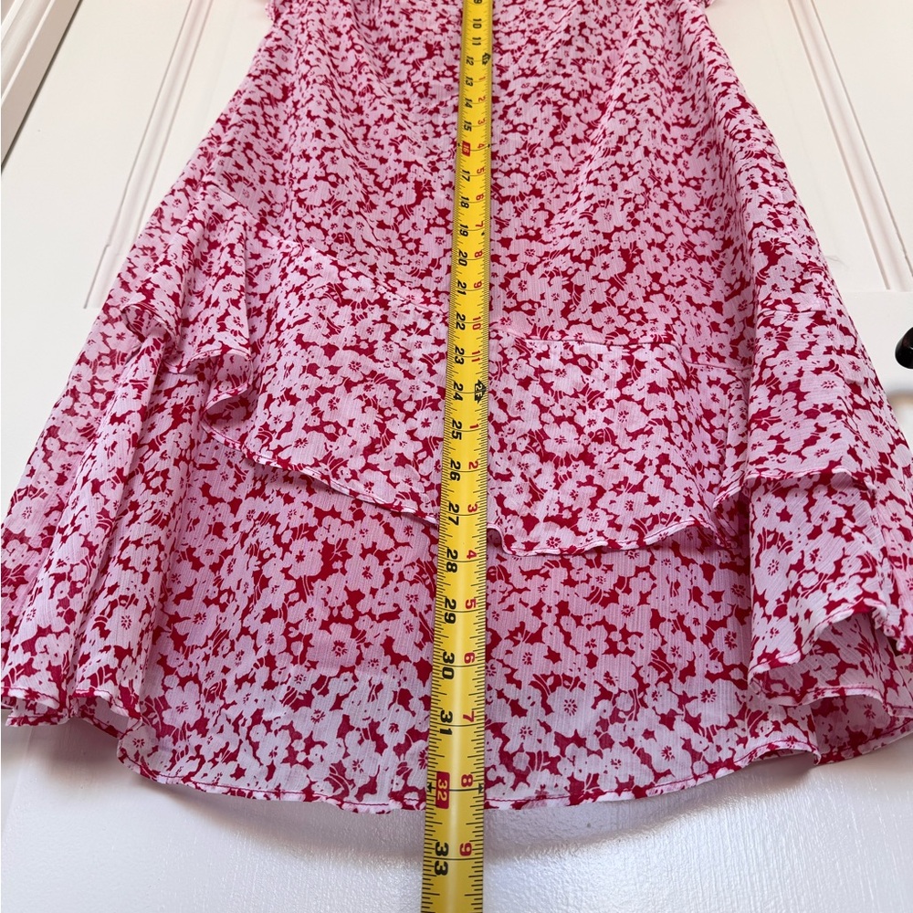 LAUREN Ralph Lauren Dress, Size 2P Red with White Flowers Ruffle Skirt - Picture 11 of 13
